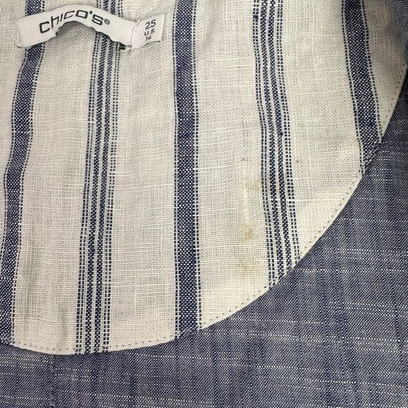 Chico’s Striped Linen Blazer Jacket size 14 Blue White - Picture 9 of 9